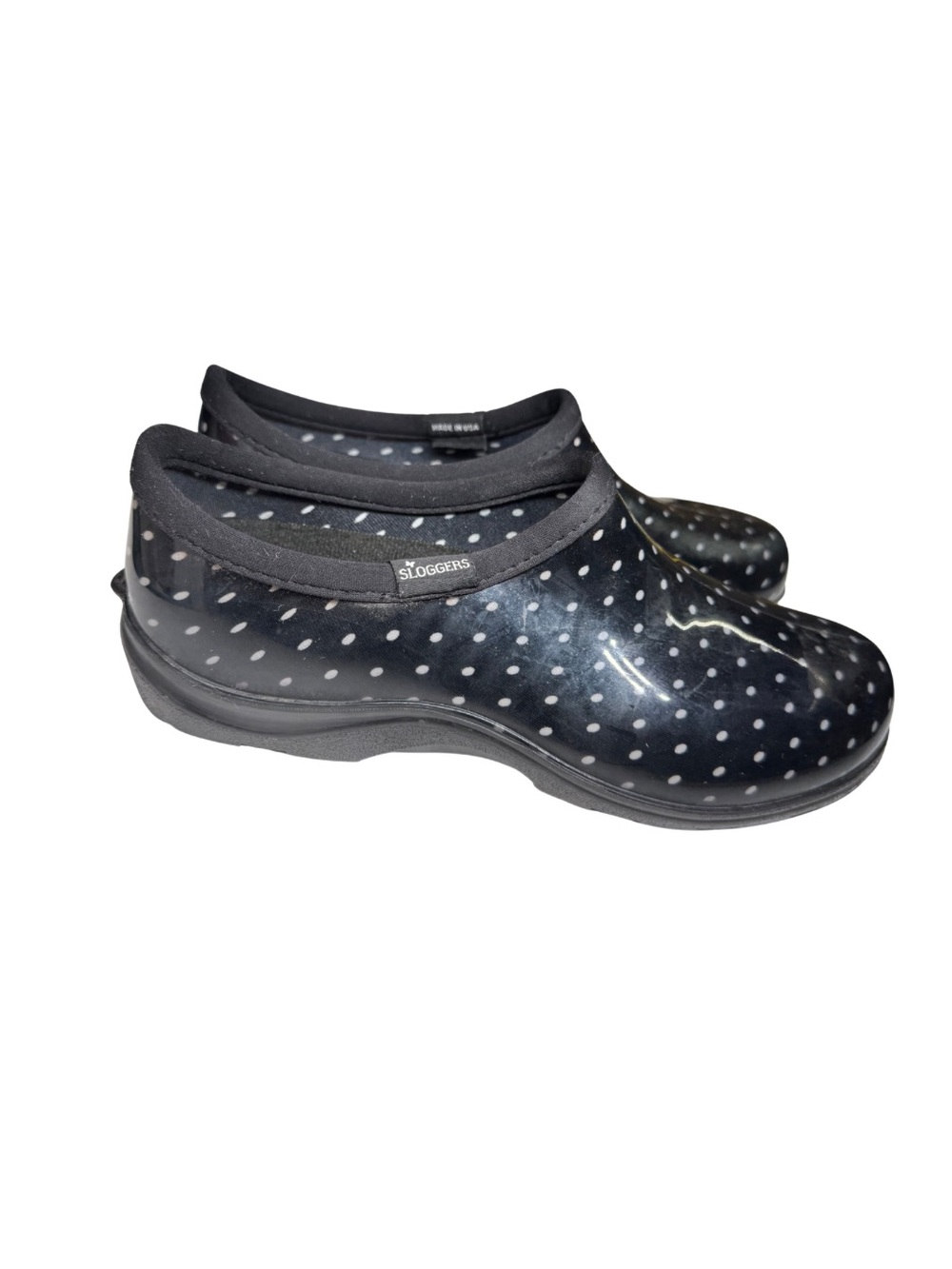 Sloggers Black and White Polka Dot Rain Clogs 10 outdoors gardening